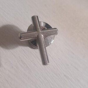 Holy Cross Small Silver Vintage Lapel Pin Tie Tack